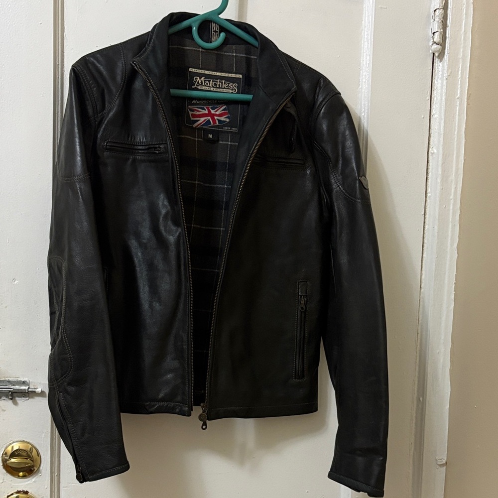 Matchless Motorcycle Black Leather Men's Jacket Size : M